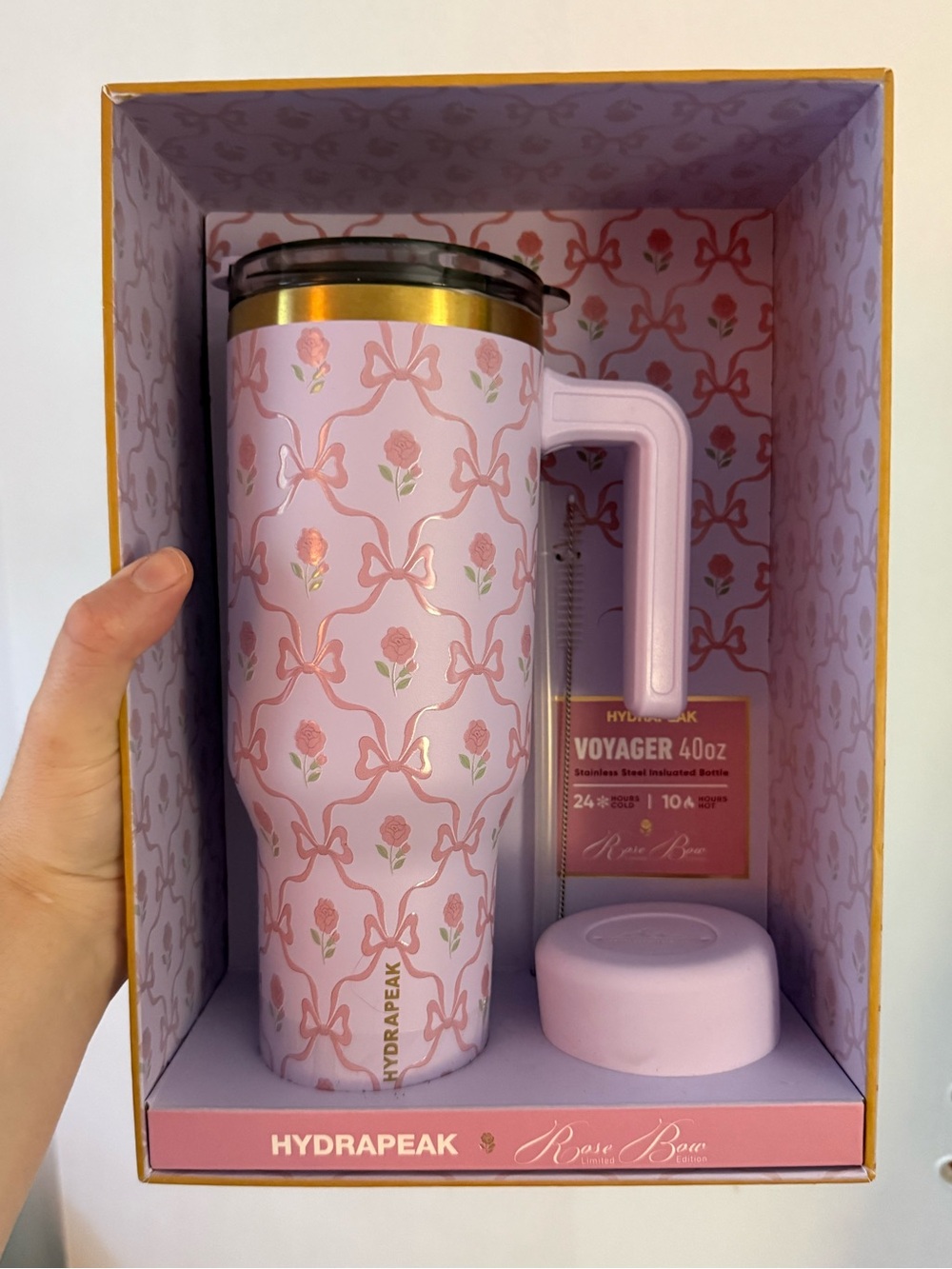 Hydrapeak Shabby Chic Bow Print 40 oz Tumbler